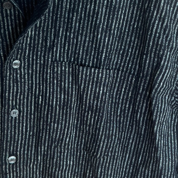 NSF Lyaunna Cut Off Shirt Sz S Small Black White Striped Cotton Crop Minimalist - Picture 4 of 7